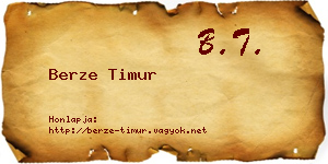 Berze Timur névjegykártya